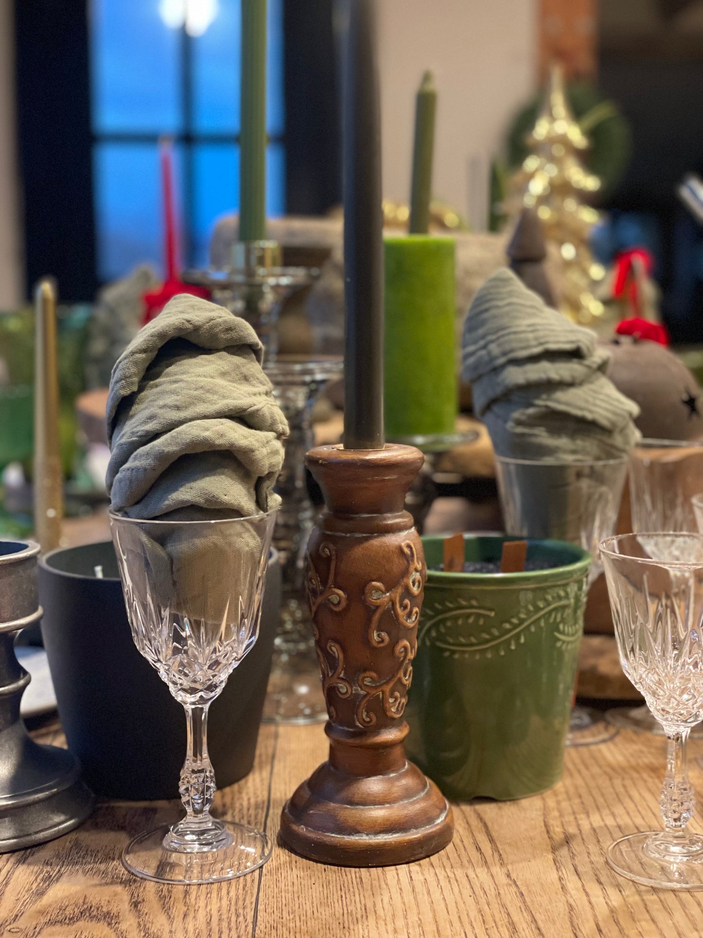 Wood Inspired Ceramic Embossed Candlestick Holder