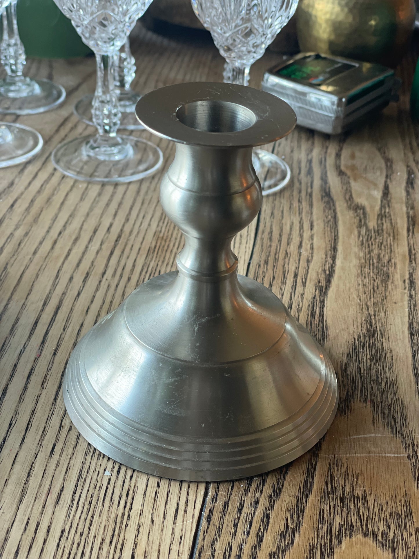 Classic Vintage Pewter Candle Stick Holder