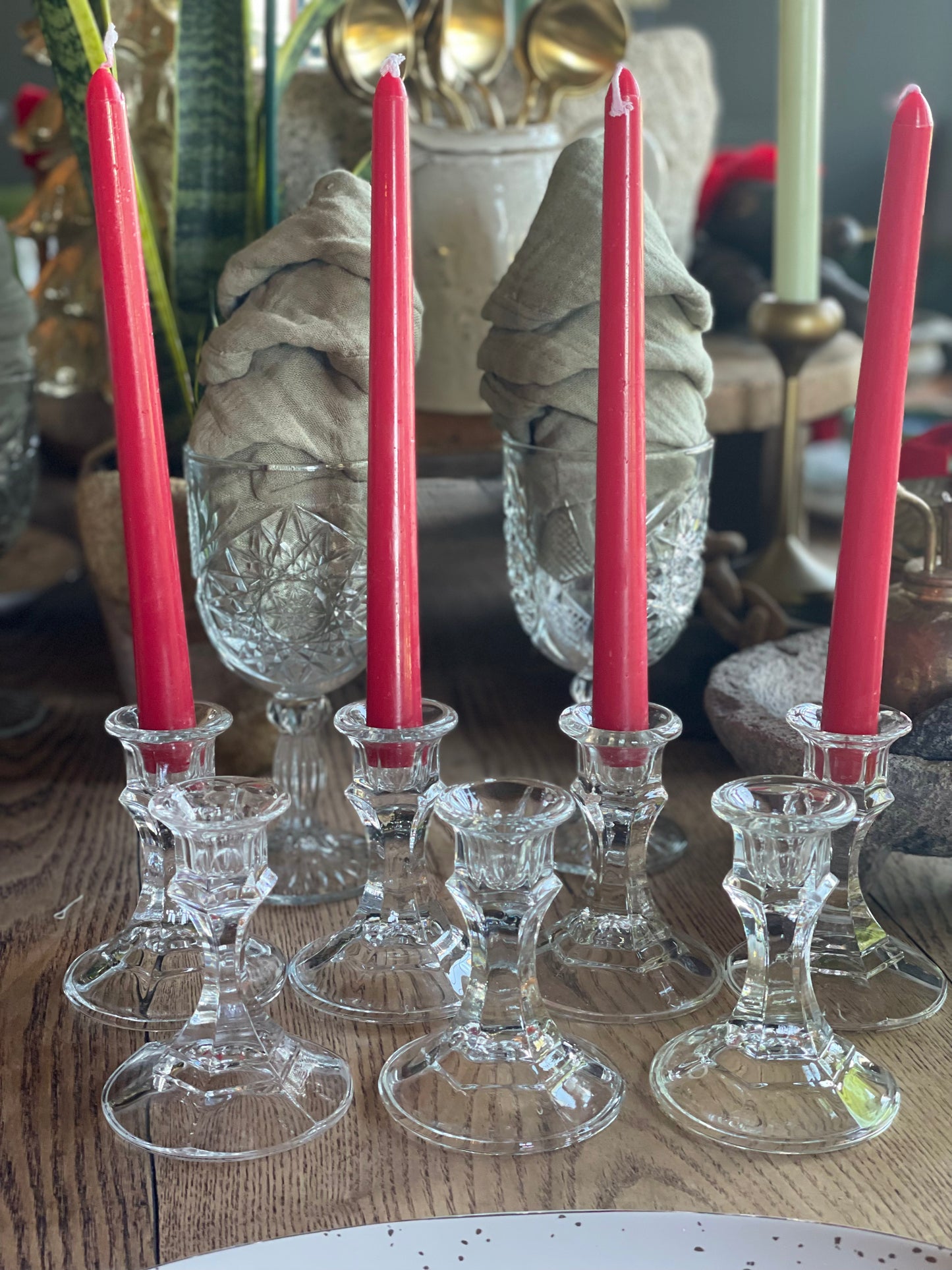 Vintage Glass Candlestick Holder