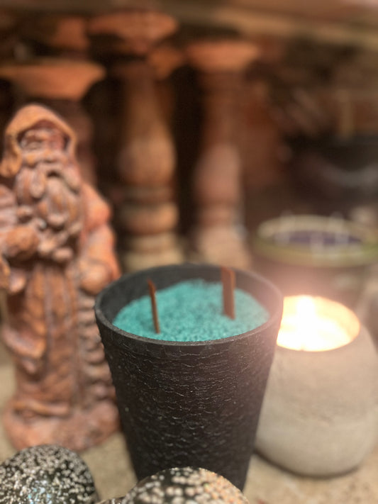 black crackled faux ceramic candle